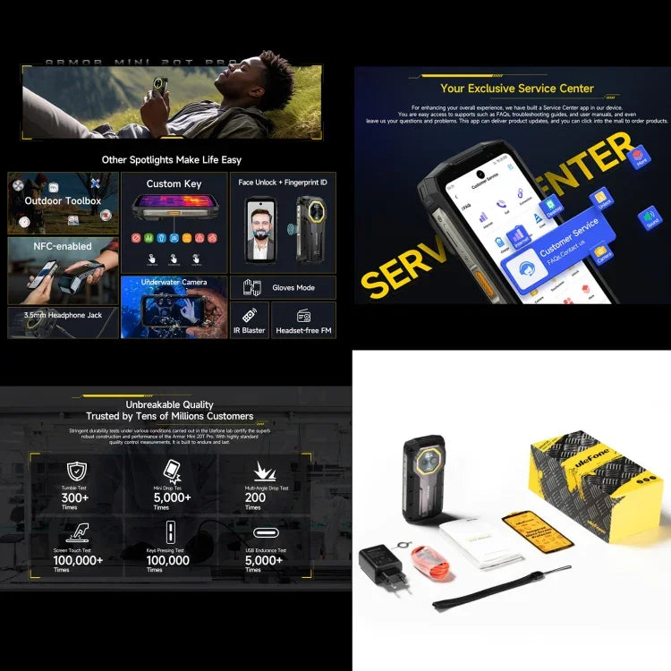 Ulefone Armor Mini 20T Pro, Wärmebildkamera, 8 GB + 256 GB, robustes Smartphone (IP68/IP69K), 4,7-Zoll-Display, Android 14, MediaTek Dimensity 6300 5G Octa-Core-Prozessor, Netzwerk: 5G, NFC, OTG, Armor Mini 20T Pro
