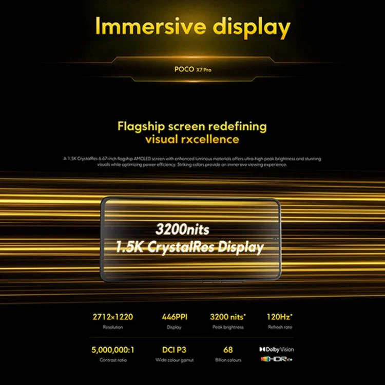 Xiaomi POCO X7 Pro 5G Global, 12 GB + 256 GB, Fingerabdrucksensor im Display, 6,67 Zoll Xiaomi HyperOS 2, MediaTek Dimensity 8400-Ultra Octa-Core-Prozessor, NFC, Netzwerk: 5G, 12 GB + 256 GB