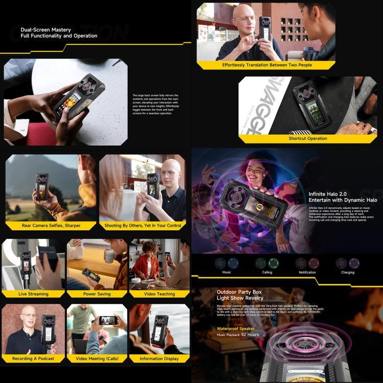 Ulefone Armor 30 Pro – Robustes Smartphone, 16 GB + 512 GB, Nachtsicht, 6,95 Zoll + 3,4 Zoll Dual-Screen, Android 14, MediaTek Dimensity 7300X Octa-Core-Prozessor, Netzwerk: 5G, OTG, NFC, Armor 30 Pro