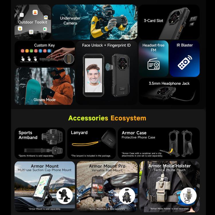 Ulefone Armor X32 Pro 5G, 8 GB + 256 GB, Nachtsicht, robustes Smartphone (IP68/IP69K), 5,65 Zoll, Android 14, MediaTek Dimensity 6300 Octa-Core-Prozessor, Netzwerk: 5G, NFC, OTG, Armor X32 Pro 5G