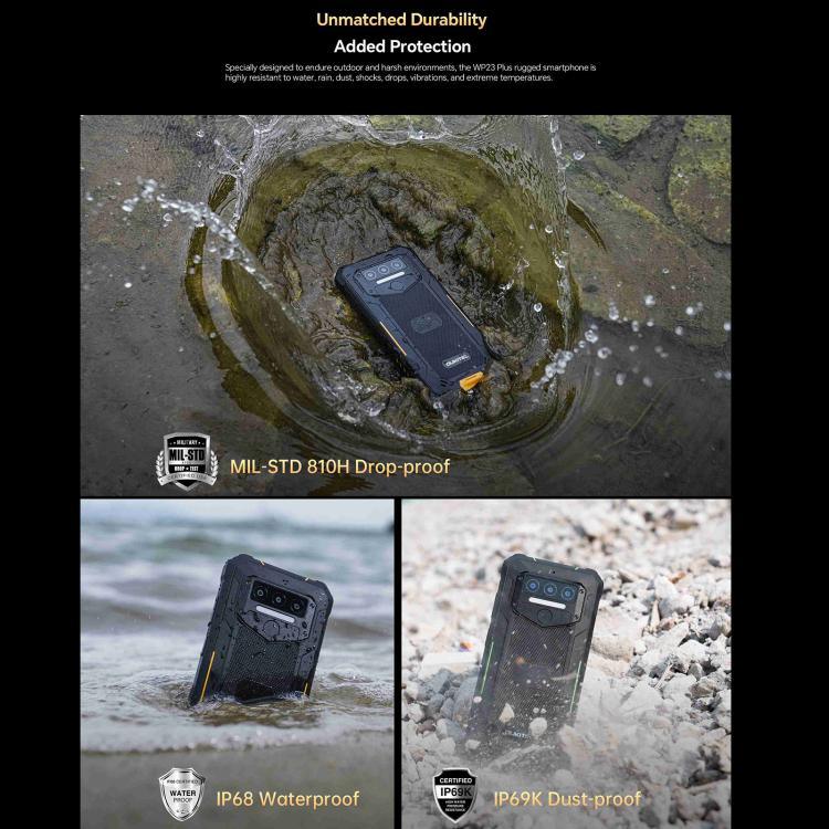 Oukitel WP23 Plus Rugged Phone, 8 GB + 256 GB, 6,52 Zoll, Android 14.0, Unisoc T606 Octa-Core-Prozessor, NFC, OTG, Netzwerk: 4G, WP23 Plus