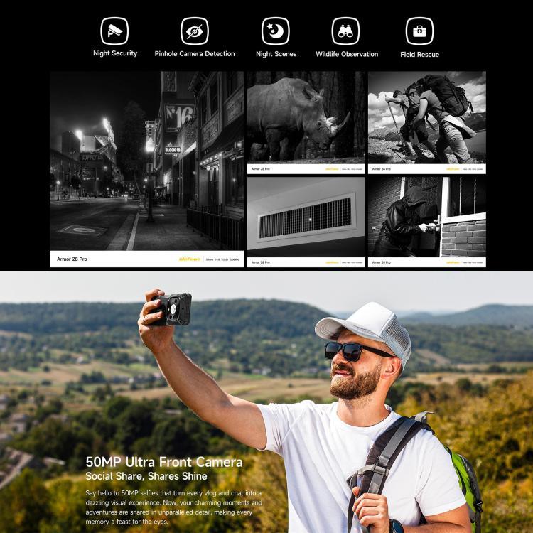 Ulefone Armor 28 Pro – Robustes Smartphone, 16 GB + 512 GB, Nachtsichtfunktion, 10600 mAh Akku, 6,67 Zoll + 1,04 Zoll Display, Android 15, MediaTek Dimensity 7300 Octa-Core-Prozessor, 5G, NFC
