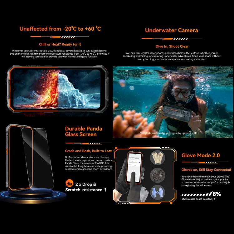 Blackview Oscal Marine 2, 4 GB + 64 GB, 6,56 Zoll, Android 15, Unisoc UMS9230E T615 Octa-Core-Prozessor, Netzwerk: 4G, OTG, NFC, 4 GB + 64 GB