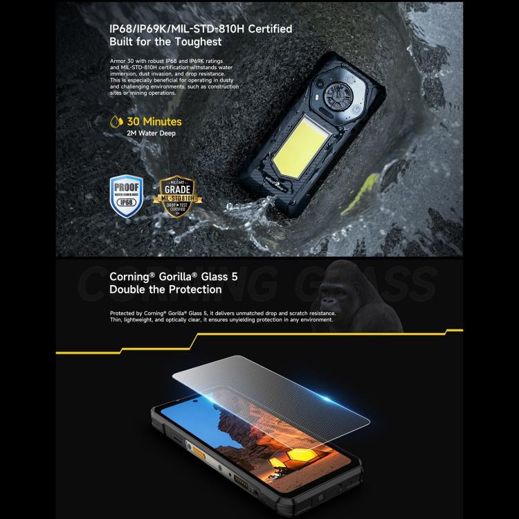 Ulefone Armor 30, 12 GB + 512 GB, Nachtsicht, robustes Smartphone (IP68/IP69K), 6,95 Zoll, Android 15, MediaTek Helio G100 Octa-Core-Prozessor, Netzwerk: 4G, NFC, OTG, Armor 30