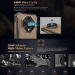 Ulefone Armor X16 Pro, 5 GB + 256 GB, Nachtsicht, robustes Smartphone (IP68/IP69K), 6,56 Zoll, Android 15, MediaTek Dimensity 6300 Octa-Core-Prozessor, Netzwerk: 5G, NFC, OTG; Armor X16 Pro, 8 GB + 256 GB