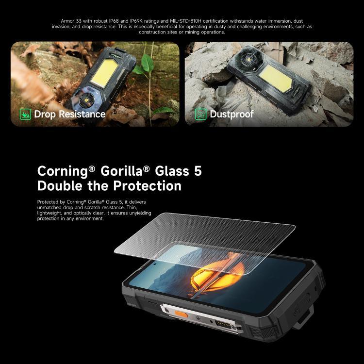 Ulefone Armor 33 Rugged Phone, 12 GB + 512 GB, 6,95 Zoll, Android 15, MediaTek Helio G100 Octa-Core, Netzwerk: 4G, OTG, NFC, LED-Beleuchtung, Armor 33