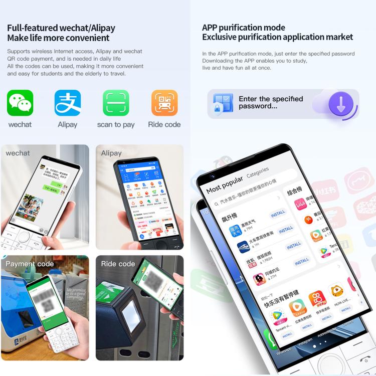 DOOV R70 Tastenhandy, 6 GB + 128 GB, 4-Zoll-Display, Android 13, Mediatek MT6762 Octa-Core-Prozessor, 4G-Netzwerk, Google Play Store-Unterstützung, mit Kamera