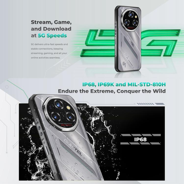 Oukitel WP62 Rugged Phone, 16 GB + 512 GB, 108-MP-Kamera, Fingerabdrucksensor, 6,6 Zoll, Android 15, MediaTek Dimensity 7025 Octa-Core-Prozessor, NFC, OTG, 5G-Netzwerk