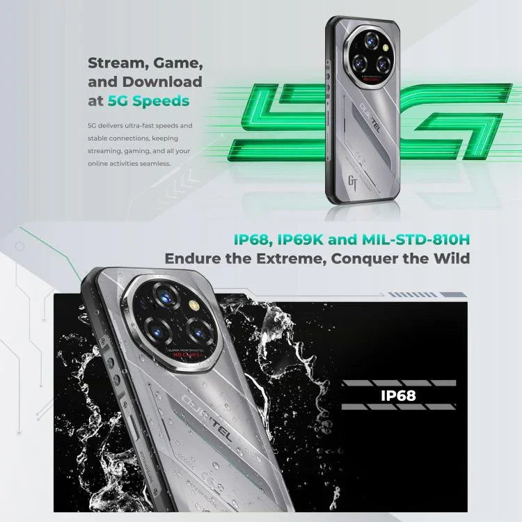 Oukitel WP62 Rugged Phone, 12 GB + 512 GB, 108-MP-Kamera, Fingerabdrucksensor, 6,6 Zoll, Android 15, MediaTek Dimensity 7025 Octa-Core-Prozessor, NFC, OTG, 5G-Netzwerk