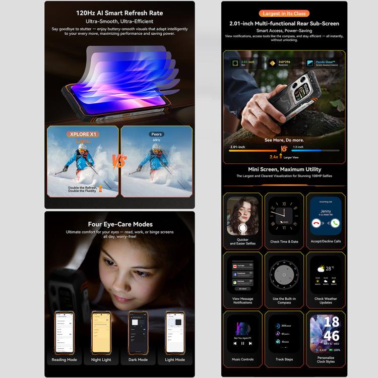 Blackview XPLORE X1, 12GB+256GB, 6,78 Zoll Android 15 Dimensity 7050 MT8791V/HZA Octa Core, Netzwerk: 5G, OTG, NFC, XPLORE X1 12GB+256GB