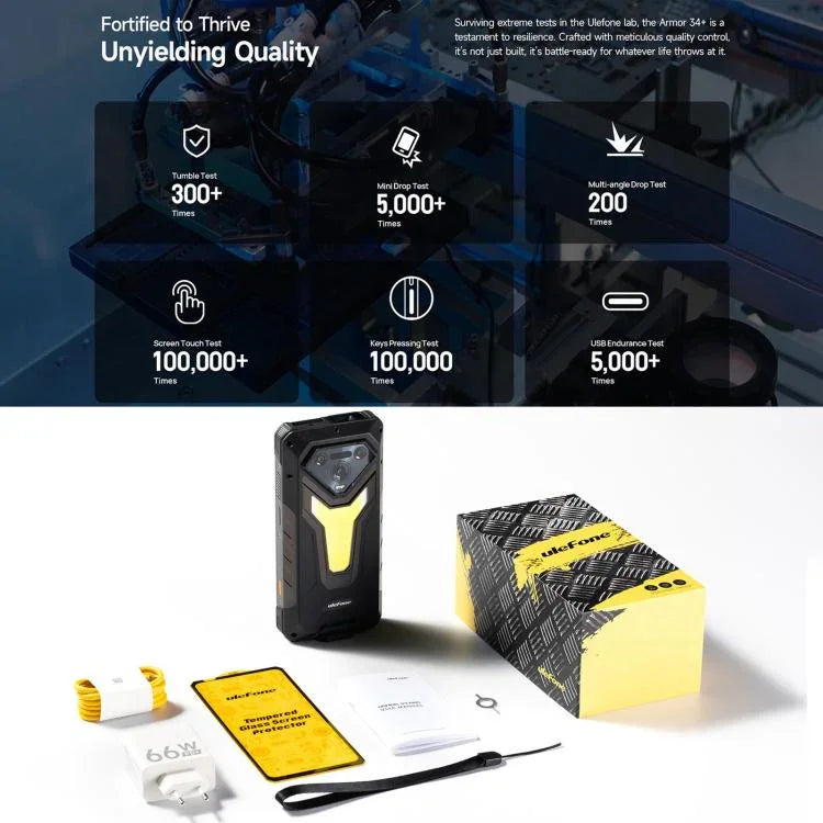 Ulefone Armor 34 Pro+ Projektor, 16 GB + 512 GB, Nachtsicht, robustes Smartphone (IP68/IP69K), 6,95 Zoll, Android 15, MediaTek Dimensity 7400X Octa-Core-Prozessor, Netzwerk: 5G, NFC, OTG, Armor 34 Pro+