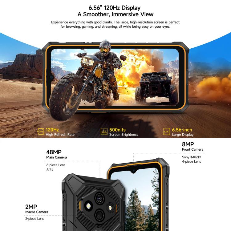 Ulefone RugKing 3 Pro, 8GB+128GB, IP68/IP69K Robust Telefon, 6,56 Zoll Android 15 Unisoc T7250 Octa Core, Netzwerk: 4G, NFC, OTG, RugKing 3 Pro, RugKing 3 Pro, 8GB+128GB