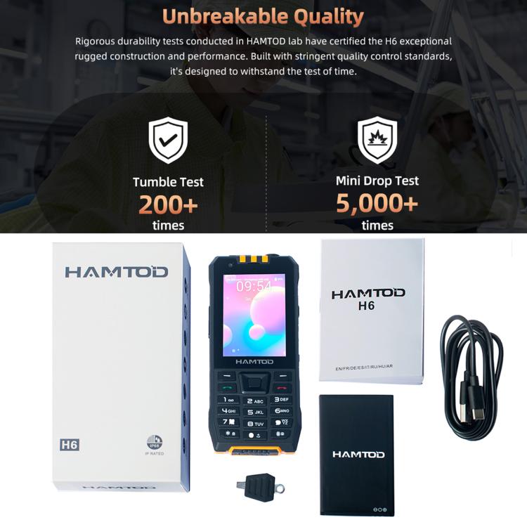 HAMTOD H6 Robustes Smartphone, 3 GB RAM + 32 GB interner Speicher, 2,83 Zoll Display, Android 11, UNISOC SC9832E Quad-Core-Prozessor, Netzwerk: 4G, VoLTE, SOS-Funktion