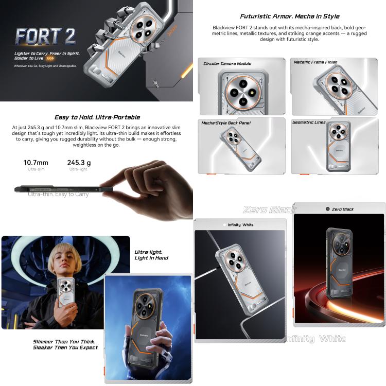Blackview FORT 2 Robust Telefon, 8GB+256GB, 6,56 Zoll Android 15 MediaTek MT6769V/CB Helio G81 Octa Core, Netzwerk: 4G, OTG, NFC, 8GB+256GB