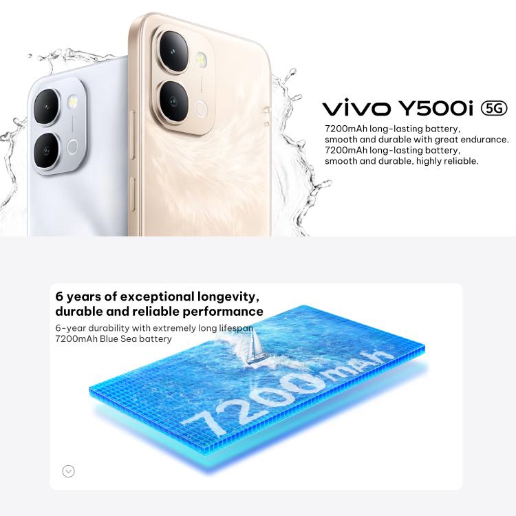 vivo Y500i, 8GB+128GB, Seitlicher Fingerabdrucksensor, 6,75 Zoll Android 16 OriginOS 6 Snapdragon 4 Gen Octa Core, OTG, NFC, Netzwerk: 5G, 8GB+128GB