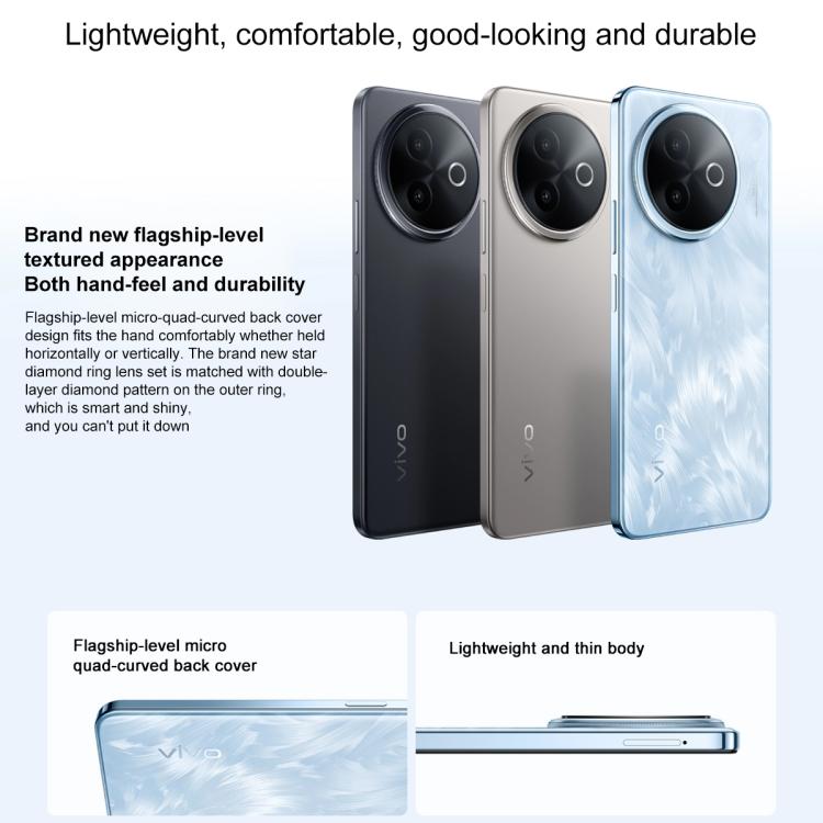 vivo Y300i, 12 GB + 512 GB, Gesichtserkennung/seitlicher Fingerabdrucksensor, 6,68 Zoll, Android 15 OriginOS 5, Snapdragon 4 Gen 2 Octa-Core-Prozessor, OTG, NFC, Netzwerk: 5G, 12 GB + 512 GB