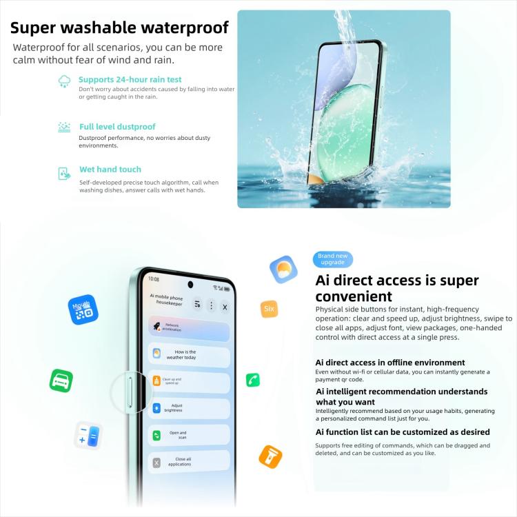 Honor Play10T, 8 GB + 256 GB, seitlicher Fingerabdrucksensor, 6,8 Zoll, Android 15, Magic OS 9.0, Snapdragon 6s Gen 3 Octa-Core-Prozessor, Netzwerk: 5G, 8 GB + 256 GB