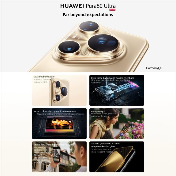 HUAWEI Pura 80 Ultra, 16 GB + 1 TB, seitlicher Fingerabdrucksensor, 6,8 Zoll, HarmonyOS 5.1, NFC, OTG, unterstützt Google Play nicht, 16 GB + 1 TB