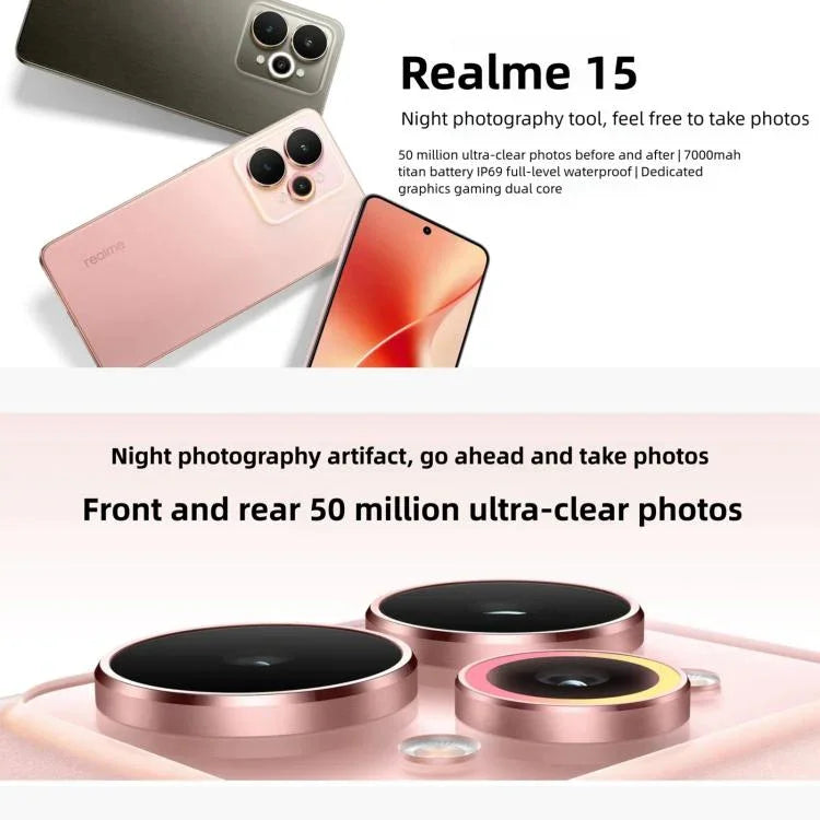 Realme 15, 16 GB + 256 GB, 6,77 Zoll, Realme UI 6.0, Android 15, MediaTek Dimensity 7300+ Octa-Core-Prozessor, NFC, Netzwerk: 5G, 16 GB + 256 GB