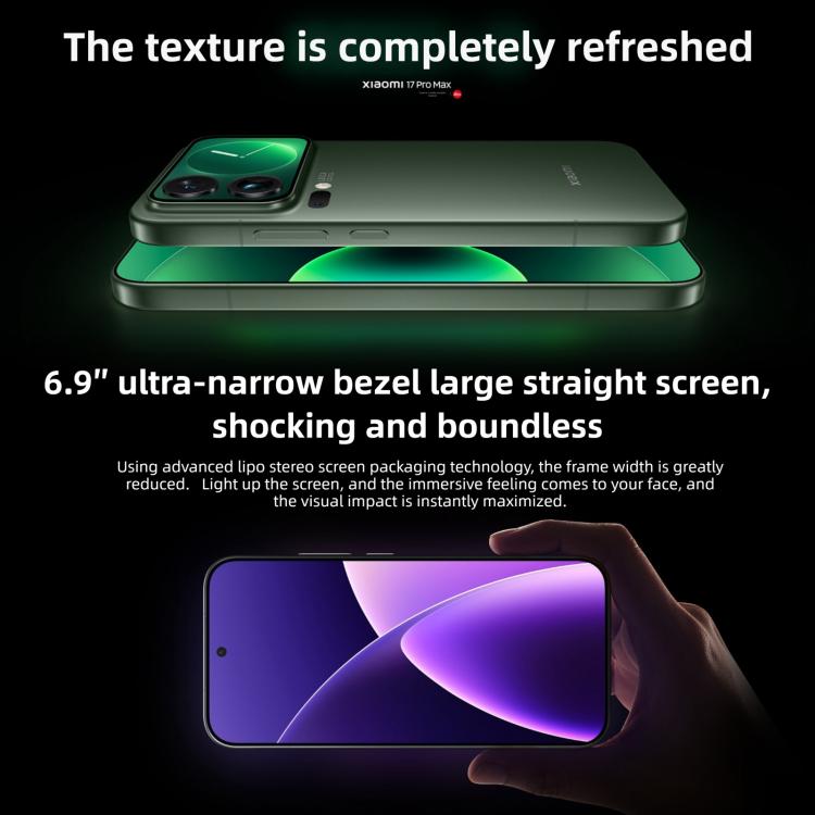 Xiaomi 17 Pro Max, 12 GB + 512 GB, 3D-Ultraschall-Fingerabdrucksensor, 6,9 Zoll + 2,9 Zoll Xiaomi HyperOS 3, Snapdragon 8 Elite Gen 5 Octa-Core-Prozessor, NFC, Netzwerk: 5G, 12 GB + 512 GB