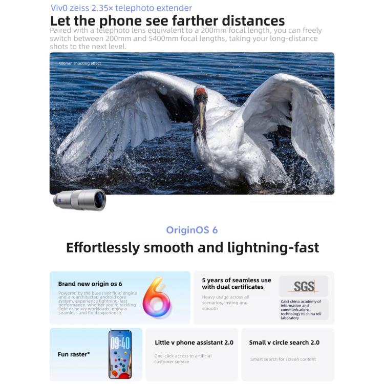 vivo X300, 16 GB + 1 TB, 6,31 Zoll OriginOS 6 Android 16 Dimensity 9500 Octa-Core, OTG, NFC, Netzwerk: 5G, 16 GB + 1 TB