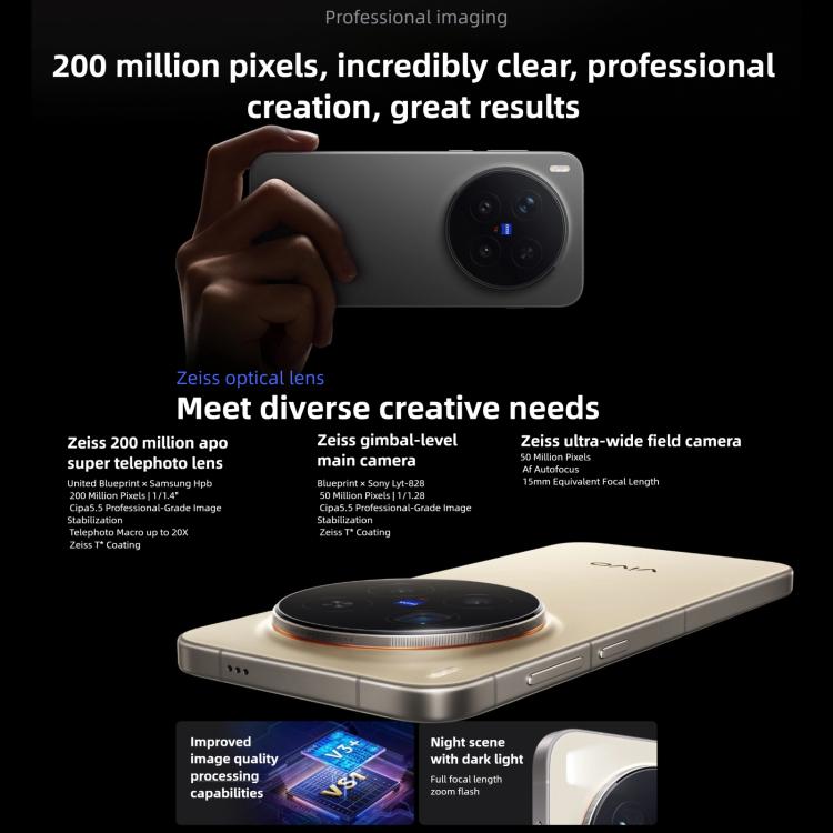 vivo X300 Pro, 16 GB + 1 TB, 6,78 Zoll OriginOS 6 Android 16 Dimensity 9500 Octa-Core, OTG, NFC, Netzwerk: 5G, 16 GB + 1 TB