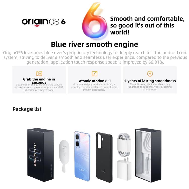 vivo iQOO Neo11, 16 GB + 512 GB, Gesichtserkennung/Fingerabdrucksensor im Display, 6,82 Zoll Android 16 OriginOS 6 Snapdragon 8 Elite Octa-Core, OTG, NFC, Netzwerk: 5G, iQOO Neo11, 16 GB + 512 GB