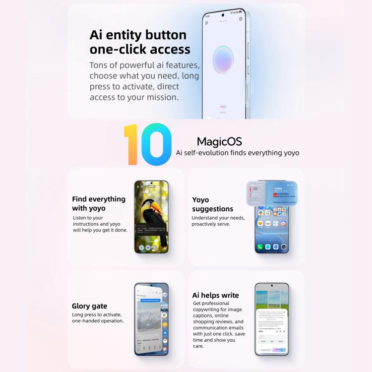 Honor 500, 12 GB + 256 GB, Fingerabdrucksensor im Display, 6,55 Zoll MagicOS 10.0 / Android 16, Snapdragon 8s Gen 4 Octa-Core-Prozessor, Netzwerk: 5G, NFC, OTG