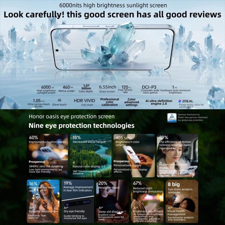 Honor 500 Pro, 12 GB + 256 GB, Fingerabdrucksensor im Display, 6,55 Zoll MagicOS 10.0 / Android 16, Snapdragon 8 Elite Gen 4 Octa-Core-Prozessor, Netzwerk: 5G, NFC, OTG