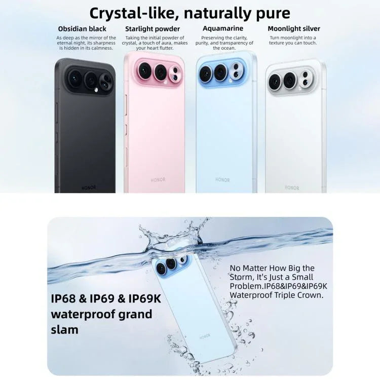 Honor 500 Pro, 16 GB + 512 GB, Fingerabdrucksensor im Display, 6,55 Zoll MagicOS 10.0 / Android 16, Snapdragon 8 Elite Gen 4 Octa-Core-Prozessor, Netzwerk: 5G, NFC, OTG