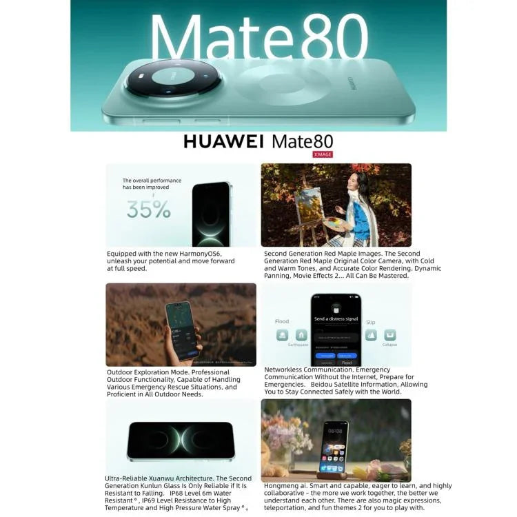 HUAWEI Mate 80, 12 GB + 256 GB, seitlicher Fingerabdrucksensor, 6,75 Zoll HarmonyOS 6.0, Kirin 9020, NFC, OTG, unterstützt Google Play nicht, 12 GB + 256 GB