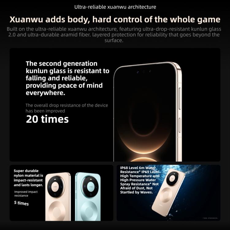 HUAWEI Mate 80 Pro, 16 GB + 512 GB, seitlicher Fingerabdrucksensor, 6,75 Zoll HarmonyOS 6.0, Kirin 9030, NFC, OTG, unterstützt Google Play nicht, 16 GB + 512 GB