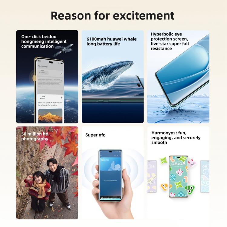 HUAWEI Enjoy 70X Premium Edition, 8 GB + 256 GB, Fingerabdrucksensor im Display, 6,78 Zoll HarmonyOS 4.2, Kirin 8000, Netzwerk: 4G, OTG, NFC, Google Play wird nicht unterstützt, 8 GB + 256 GB