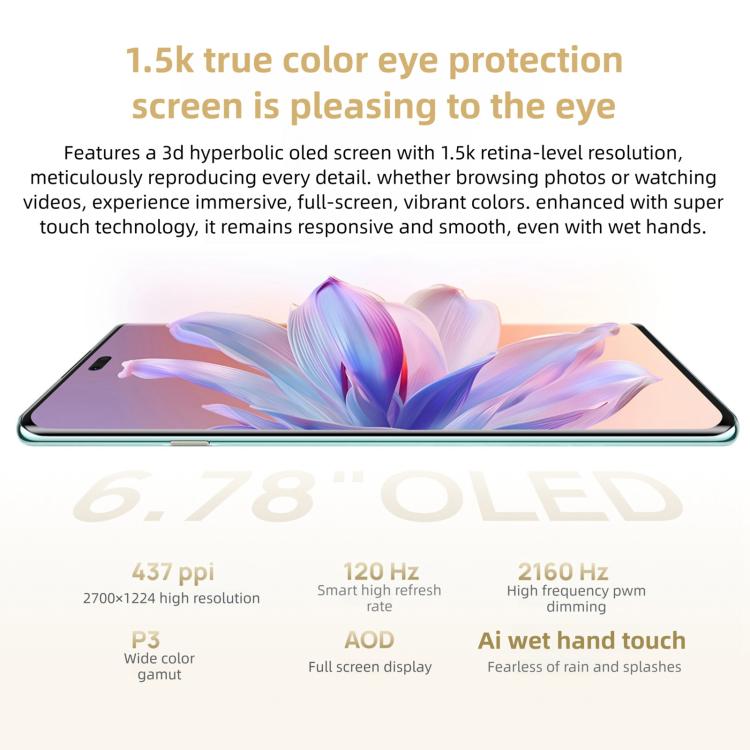 HUAWEI Enjoy 70X Premium Edition, 8 GB + 256 GB, Fingerabdrucksensor im Display, 6,78 Zoll HarmonyOS 4.2, Kirin 8000, Netzwerk: 4G, OTG, NFC, Google Play wird nicht unterstützt, 8 GB + 256 GB