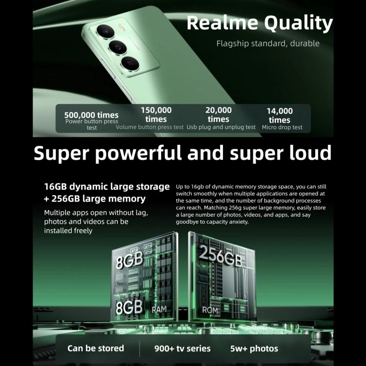 Realme V70, 12GB+256GB, 6,67 Zoll Realme UI 6.0 Android 15 Dimensity 6300 5G Octa Core, Netzwerk: 5G, 12GB+256GB