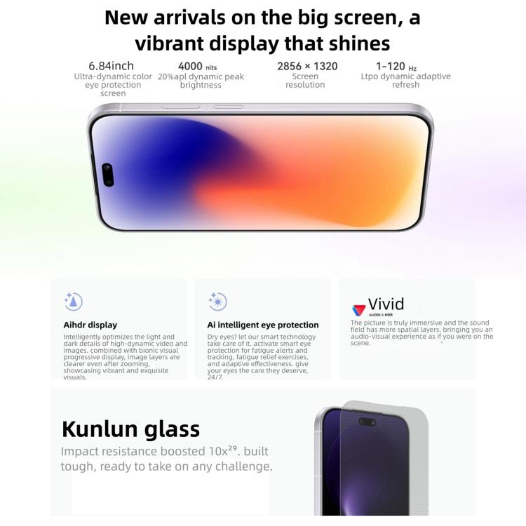 Huawei nova 15 Pro, Kunlun-Glas, 12GB+512GB, Seitliche Fingerabdruckerkennung, 6,84 Zoll HarmonyOS 6.0 Kirin 9010S Octa Core, NFC, OTG, Unterstützt kein Google Play, Kunlun-Glas, 12GB+512GB