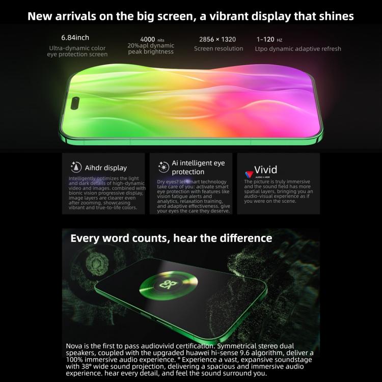 Huawei nova 15 Pro, Kunlun-Glas, 12GB+256GB, Seitliche Fingerabdruckerkennung, 6,84 Zoll HarmonyOS 6.0 Kirin 9010S Octa Core, NFC, OTG, Unterstützt kein Google Play, 12GB+256GB