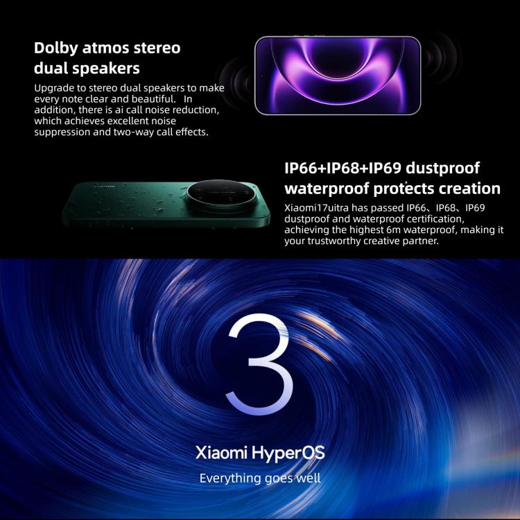 Xiaomi 17 Ultra, 12GB+256GB, 3D Ultraschall-Fingerabdruck, 6,9 Zoll Xiaomi HyperOS 3 Snapdragon 8 Elite Gen 5 Octa Core, NFC, Netzwerk: 5G, 12GB+512GB, 12GB+256GB