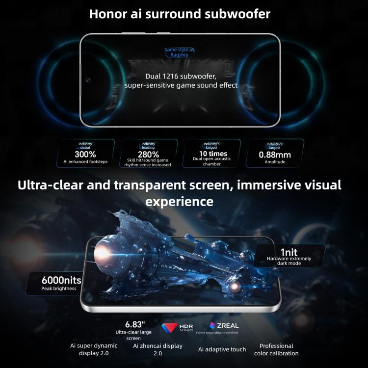 Honor WIN, 16GB+512GB, 3D Ultraschall-Fingerabdruck, 10000mAh Akku, 6,83 Zoll MagicOS 10.0 / Android 16 Snapdragon 8 Elite Gen 5 Octa Core, Netzwerk: 5G, NFC, OTG, 16GB+512GB