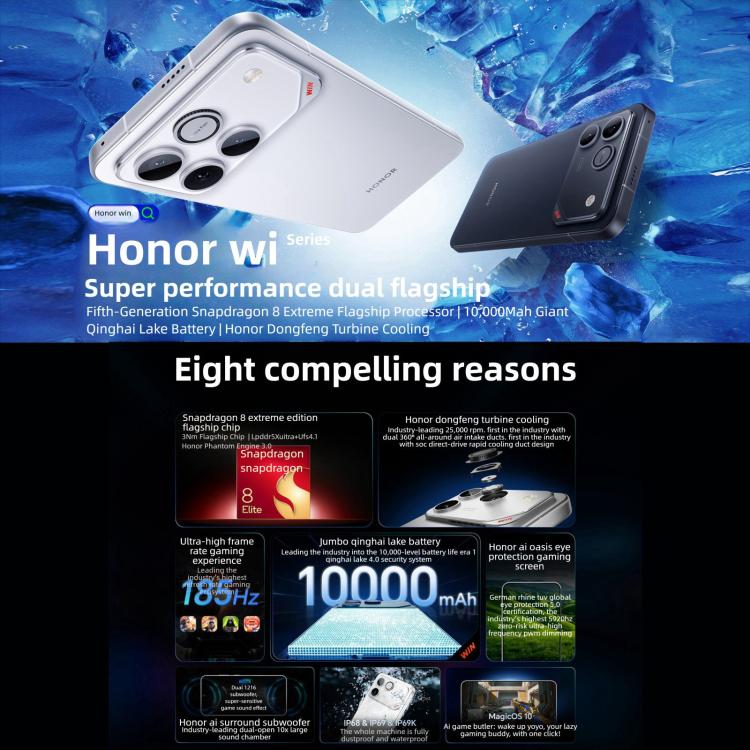 Honor WIN RT, 12GB+512GB, 3D Ultraschall-Fingerabdruck, 10000mAh Akku, 6,83 Zoll MagicOS 10.0 / Android 16 Snapdragon 8 Elite Octa Core, Netzwerk: 5G, NFC, OTG, 12GB+512GB
