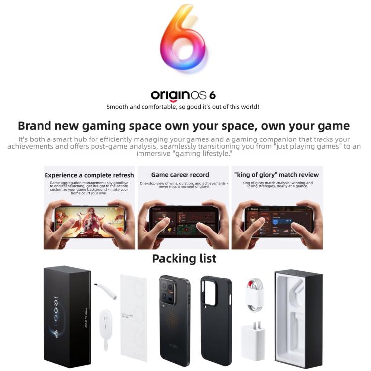 vivo iQOO 15 Ultra, 16GB+1TB, Ultraschall 3D-Fingerabdruck, 6,85 Zoll Android 16 OriginOS 6 Snapdragon 8 Elite Gen 5 Octa Core, OTG, NFC, Netzwerk: 5G, Unterstützt Google Play, 16GB+1TB