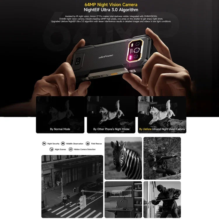 Ulefone Armor 27 Pro – Robustes Smartphone, 12 GB + 256 GB, Nachtsicht, 10600 mAh Akku, 6,78 Zoll Display, Android 14, MediaTek Dimensity 6300 Octa-Core-Prozessor, Netzwerk: 5G, NFC, Armor 27 Pro