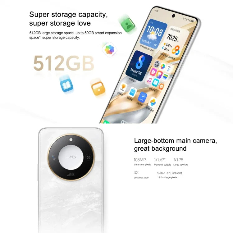 Honor X60, 12 GB + 512 GB, seitlicher Fingerabdrucksensor, 6,8 Zoll MagicOS 8.0, Dimensity 7025-Ultra Octa-Core-Prozessor, Netzwerk: 5G, OTG, Google Play wird nicht unterstützt, 12 GB + 512 GB