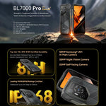 Blackview BL7000 Robust Telefon, 8GB+256GB, 6,78 Zoll Android 15 MediaTek Dimensity 6300 Octa Core, Netzwerk: 5G, NFC, OTG, 8GB+256GB