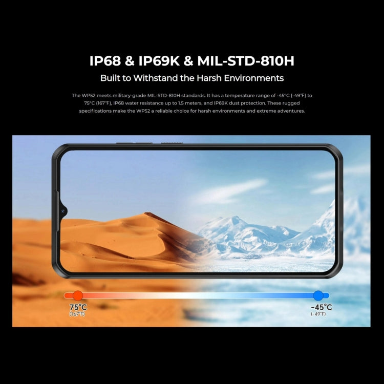 Oukitel WP52 5G Rugged Phone, 4GB+256GB, 6,6 Zoll Android 14.0 MediaTek Dimensity 6100+ Octa-Core 3,0 GHz, NFC, OTG, Netzwerk: 5G, WP52