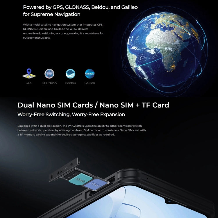 Oukitel WP52 5G Rugged Phone, 4GB+256GB, 6,6 Zoll Android 14.0 MediaTek Dimensity 6100+ Octa-Core 3,0 GHz, NFC, OTG, Netzwerk: 5G, WP52