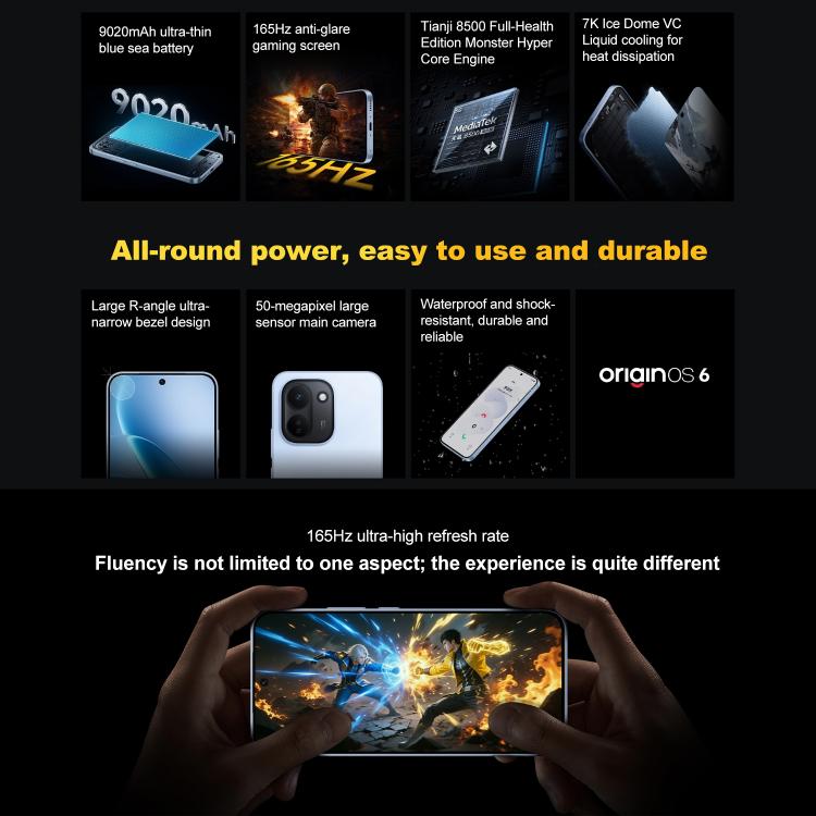 vivo iQOO Z11, 16GB+512GB, Bildschirm-Fingerabdruck, 6,83 Zoll Android 16 OriginOS 6 Dimensity 8500 Octa Core, OTG, NFC, Netzwerk: 5G, Unterstützt Google Play, 16GB+512GB