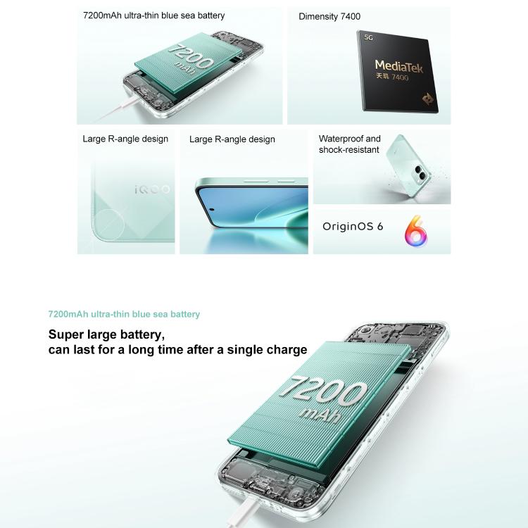 vivo iQOO Z11x, 12GB+256GB, Seitlicher Fingerabdruck, 6,76 Zoll Android 16 OriginOS 6 Dimensity 7400 Octa Core, OTG, NFC, Netzwerk: 5G, Unterstützt Google Play, 12GB+256GB