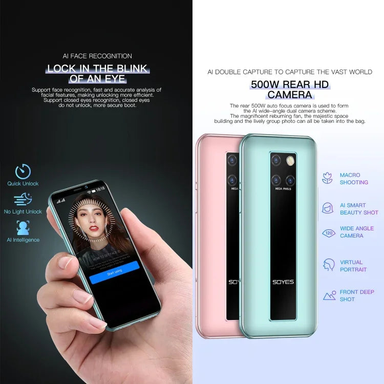 Gesichtserkennung, 3,46 Zoll, Android 9.0, MTK6739CW Quad-Core-Prozessor (bis zu 1,28 GHz), Dual-SIM, Bluetooth, WLAN, GPS, Netzwerk: 4G, 3 GB RAM + 64 GB Speicher