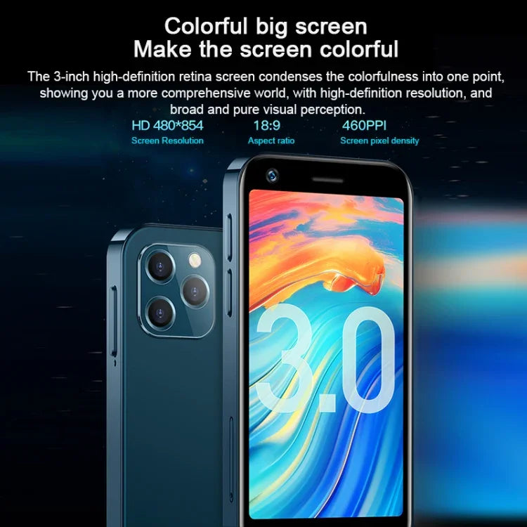 SOYES XS12, 3 GB + 32 GB, 3,0 Zoll, Android 9.0, MTK6737M Quad-Core-Prozessor (bis zu 1,1 GHz), Bluetooth, WLAN, FM-Radio, 4G-Netzwerk, Dual-SIM, 3 GB + 32 GB